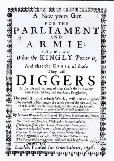 Een nieuwjaarsgeschenk voor het parlement en het leger, waarin wordt getoond wat de koninklijke macht is en de oorzaak van degenen die ze Diggers noemen, gepubliceerd 1650 door English School